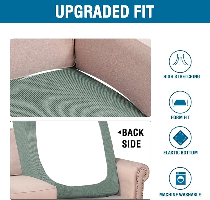 H.VERSAILTEX Super Stretch Individual Chaise Cover Sectional Couch Covers for L Shaped Sofa Both Left/Right Featuring Thick Jacquard Textured Twill Fabric (1 Piece Chaise Cover, Sage)-HomvellaHome
