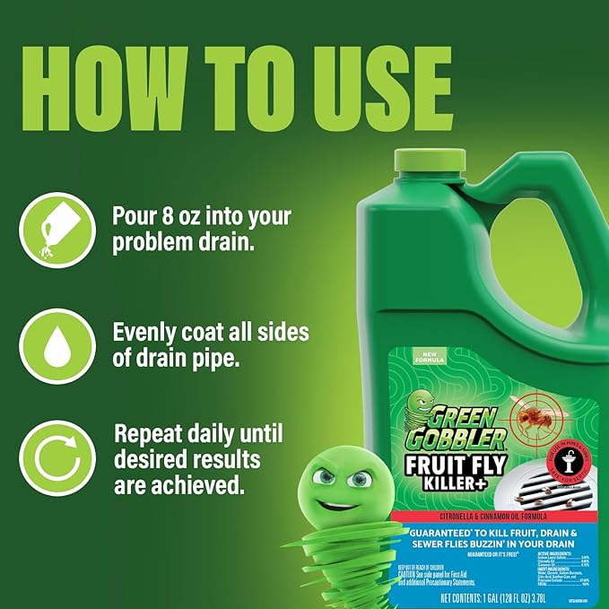 Green Gobbler Fruit Fly Goodbye Gel Drain Treatment | Killer Flies & Eliminator (1 Gallon)-HomvellaHome