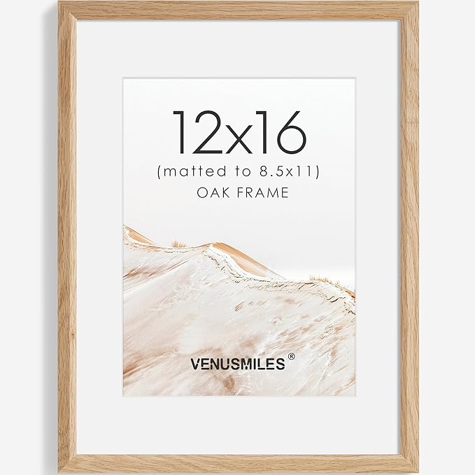 12x16 Picture Frame Natural Solid Oak Photo Frames with 8.5x11 Removable Mat Wall Hanging Large Handcrafted Frame with HD Plexiglass Wall and Tabletop Display Large Poster Frame-HomvellaHome
