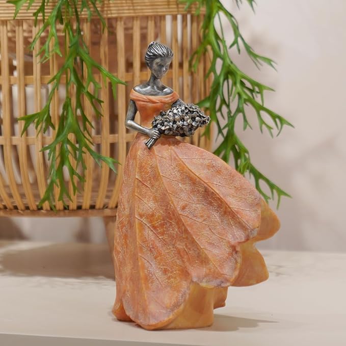 Guichifun Fairy Statue Collection Home Decoration - Orange Leaf Angel Girls Resin Fall Decor for Outside or Inside Rustic Garden Outdoor Yard Decorations Figurines Gift 7.5 x 4.5 x 11.5 Inch-HomvellaHome