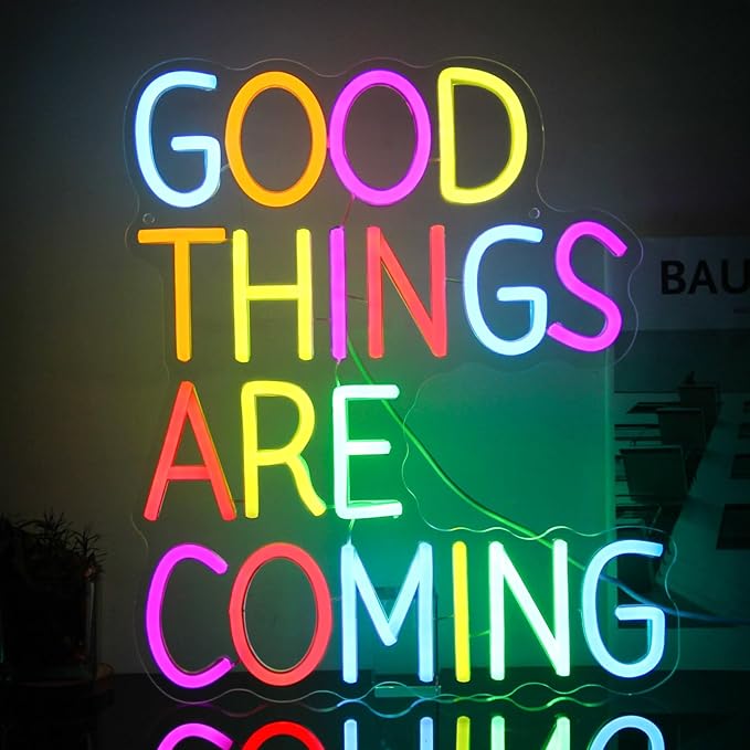 Good Things Are Coming Neon Sign Colorful Letters Neon Lights Signs Motivational Decor Inspirational Quotes LED Neon Signs for Wall Bedroom Bar Office Man Cave Dorm Decor Birthday Gifts-HomvellaHome