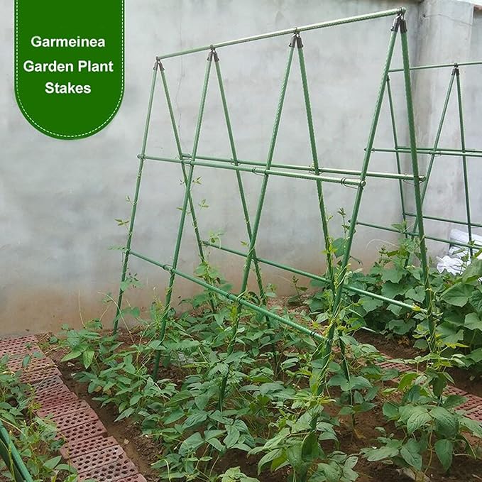 Garmeinea Garden Stakes 30 Inches Plastic Coated Steel Plant Stakes for Growing Climbing Plants, Pack of 25-HomvellaHome