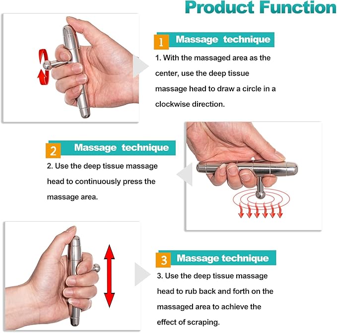 2 in 1 Trigger Points Massage Tool Stainless Steel T-Bar Deep Tissue Massage Tool for Pain Relief Full-Body Fascial Relaxation – Ideal for Shoulders, Neck, Legs, and Arms – Perfect for Sports Therapy-HomvellaHome