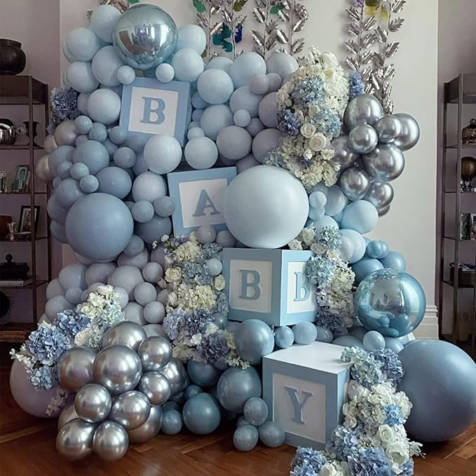 130pcs Dusty Blue Balloons Different Sizes 18" 12" 10" 5" Slate Blue Balloons for Boys Girls Baby Shower Wedding Anniversary Graduation Engagements Birthday Party Decorations-HomvellaHome