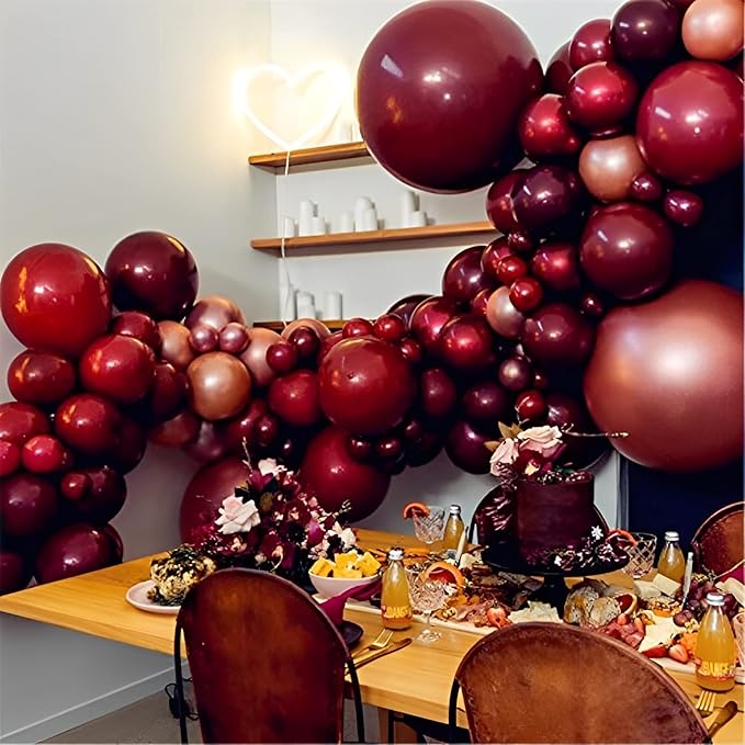 130pcs Burgundy Balloons Different Sizes 18" 12" 10" 5" Wine Red Balloons for Birthday Graduation Bride Baby Shower Wedding Decorations-HomvellaHome