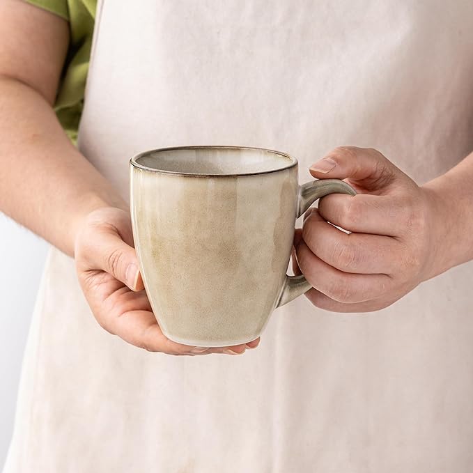 GBHOME Ceramic Coffee Mugs Set of 6, 12oz Stoneware Coffee Mugs Set For Dad Mom Women MEN, Light Weight Coffee Cups for Latte/Tea/Beer/Hot Cocoa, Dishwasher & Microwave Safe,Cappuccino-HomvellaHome