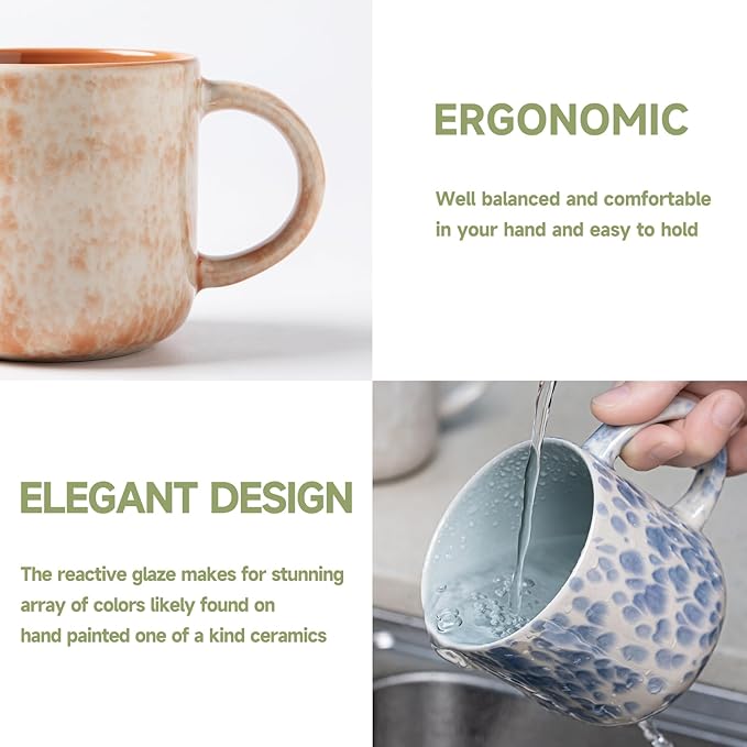 12 OZ Coffee Mugs Set of 4, Modern Ceramic Coffee Mugs Set with handle for Tea/Latte/Cappuccino/Milk/Cocoa.-HomvellaHome