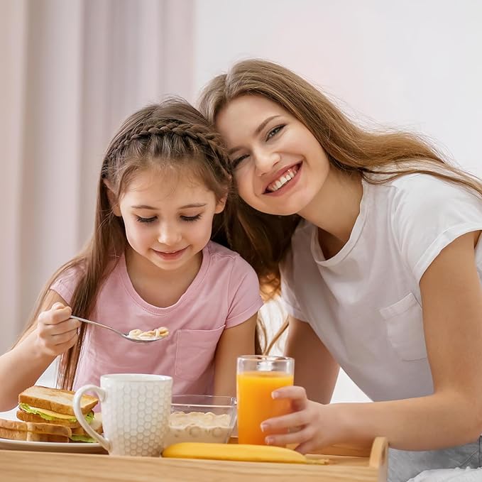 12 Pieces Toddler Utensils, Kids Stainless Steel Silverware Set - 6pcs Forks and 6pcs Spoon, Cute Children Flatware Sets with Mirror Polished, Self Feeding Safe, Dishwasher Safe-HomvellaHome