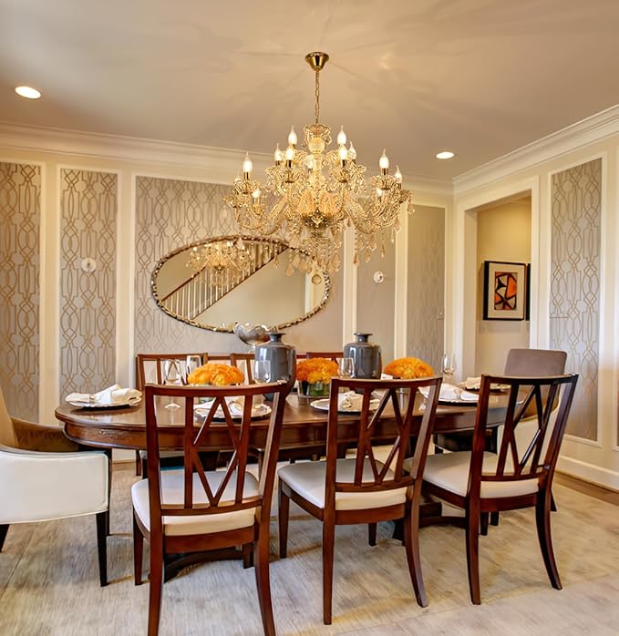 15 Light Crystal Chandelier Double Layer Flush Mount Ceiling Light Fixture with K9 Crystals for Living Room Dining Room Bedroom Luxury Hanging Lamp Lighting Fixtures-HomvellaHome