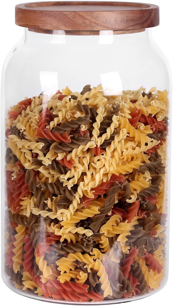 1 Gallon Glass Jar with Airtight Lid and Anti-Skid Bottom for Dry Food Storage-HomvellaHome