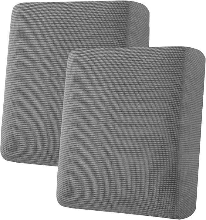 H.VERSAILTEX Super Stretch Individual Seat Cushion Covers Sofa Couch Slipcover Sets Thick Jacquard Textured Twill Fabric (2 Piece Medium Covers, Grey)-HomvellaHome