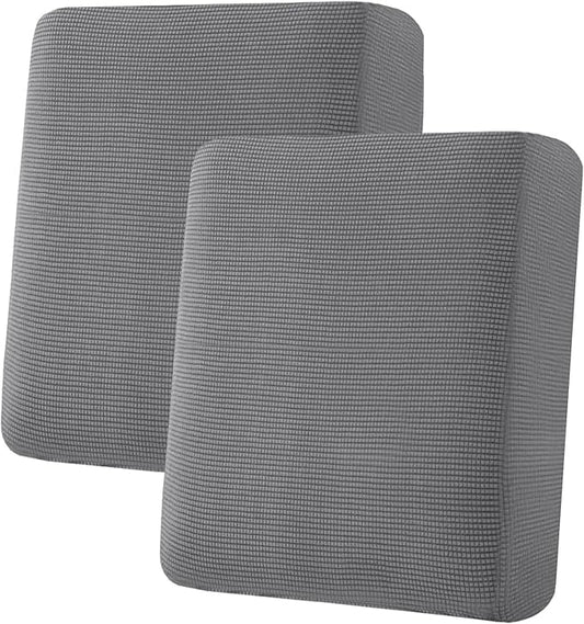 H.VERSAILTEX Super Stretch Individual Seat Cushion Covers Sofa Couch Slipcover Sets Thick Jacquard Textured Twill Fabric (2 Piece Medium Covers, Grey)-HomvellaHome