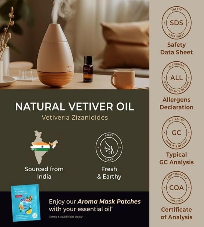 Gya Labs Vetiver Essential Oil Creates a Tranquil Atmosphere for Relaxation - 0.34 Fl Oz - 100% Pure Natural Vetiver Oil for Skin, Hair, Diffuser & Candle Making Scent-HomvellaHome
