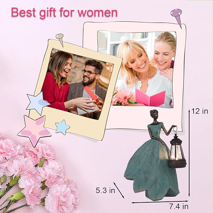 Guichifun Fairy Statues Solar Outdoor Lights - Resin Garden Figurines Decorations for Patio Yard Lawn Decor Housewarming Gardening Gifts for Women Mom 7.4 x 5.3 x 12 Inch-HomvellaHome