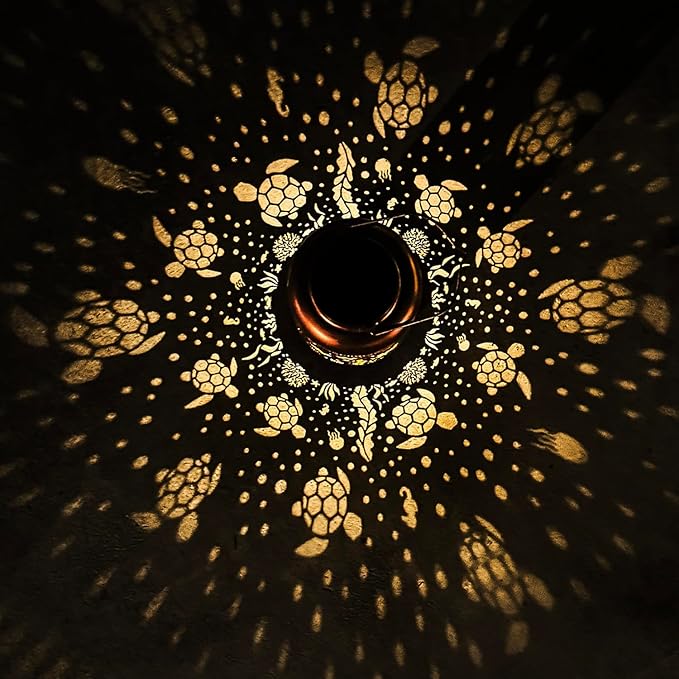 2 Pack Sea Turtle Solar Lanterns Outdoor Waterproof,Hanging Solar Lights Sea Turtle Gifts for Women Metal LED Decorative Light for Yard,Patio,Lawn,Tabletop,Pathway,Landscape,Garden Decor-HomvellaHome