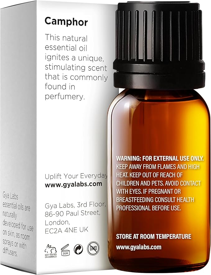 Gya Labs Camphor Oil - 0.34 Fl Oz - 100% Pure Natural Camphor Oil for Skin, Hair, DIY, Aromatherapy - Fresh Sharp & Slightly Woody & for Candle Making Scent-HomvellaHome