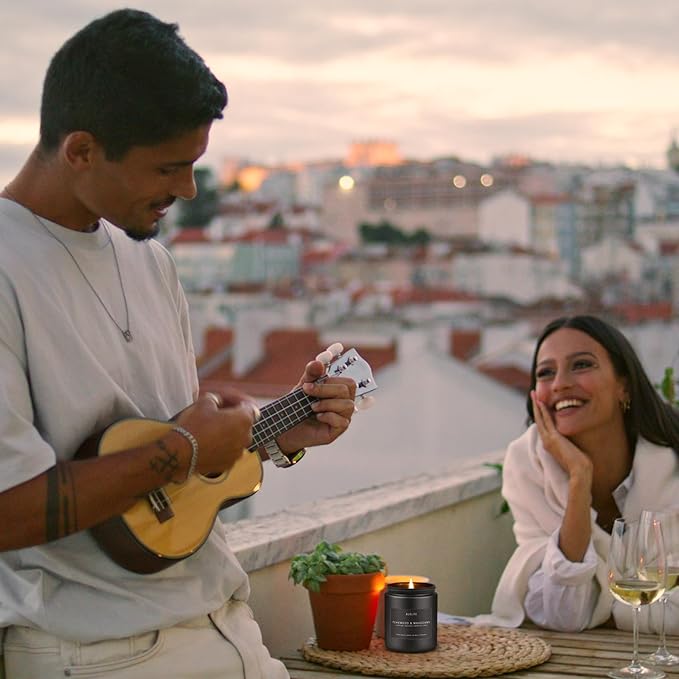 2 Pack Teakwood & Mahogany Candle | Scented Candles for Men, Man Gifts for Men - Masculine Candles - Soy Candle for Home Scented - 7oz Black Jar, Long Lasting-HomvellaHome