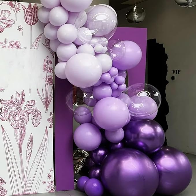 130pcs Metallic Purple Balloons Different Sizes 18" 12" 10" 5" Chrome Purple Latex Balloon Garland Arch Kit for Birthday Baby Shower Graduation Wedding Gender Reveal Party Decorations-HomvellaHome