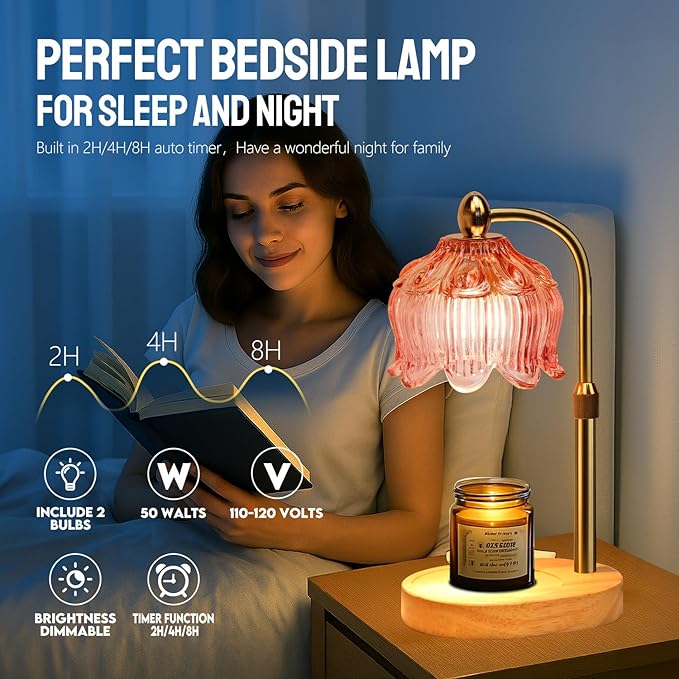 GEEZO Fragrance Candle Warmer Lamp，Electric Candle Warmer with Timer & Dimmer，Mom Christmas Birthday Gifts for Women, House Warming Gifts New Home Bedroom Decor-HomvellaHome