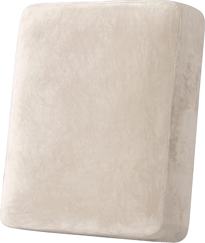 H.VERSAILTEX Velvet Stretch Couch Cushion Cover Plush Cushion Slipcover for Chair Cushion Furniture Protector Seat Cushion Sofa Cover (1 Piece Armchair Cushion Covers, Ivory)-HomvellaHome
