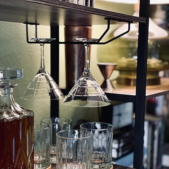 10.8 Inch Black Wine Glass Rack, Under Cabinet Wine Glass Holder Stainless Steel Stemware Rack - Hanging Stemware Holder for Cabinet Kitchen Bar, Set of 4-HomvellaHome