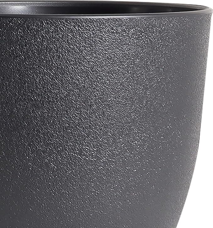 12/10/9 inch Big Flower Pots, 3 Pack Modern Decorative Plastic Planters with Drainage Holes and Tray, Plant Pots for Indoor Outdoor Plants, Black-HomvellaHome