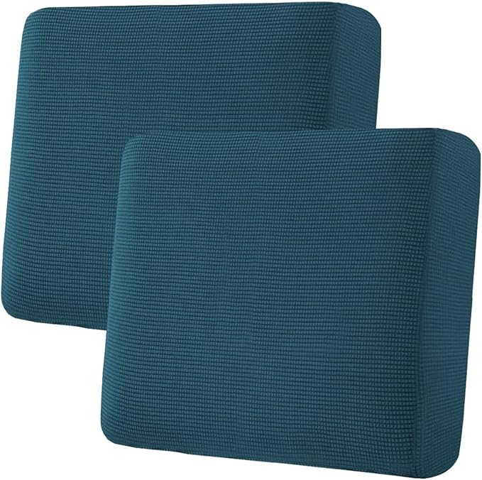 H.VERSAILTEX Super Stretch Individual Seat Covers - Sofa & Couch Cushion Slipcover Sets (Thick Jacquard Textured Twill Fabric, Deep Teal) - 2 Piece Large-HomvellaHome