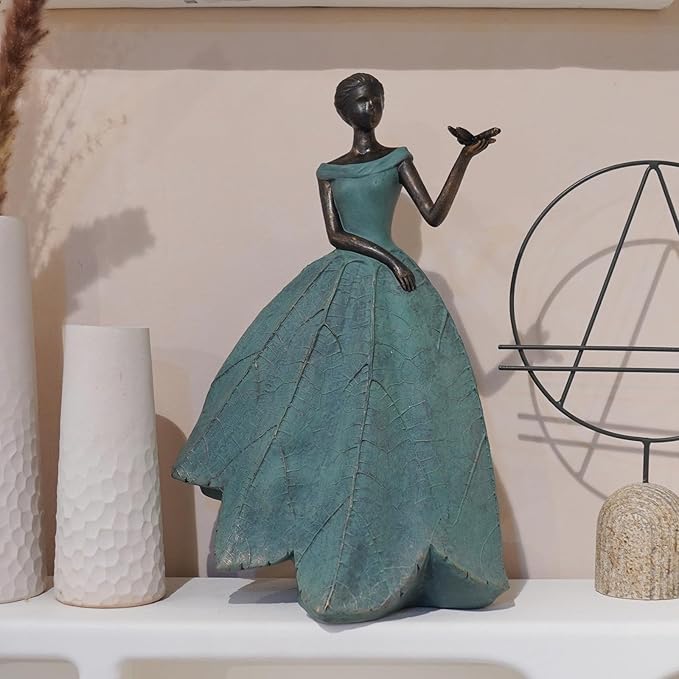 Guichifun Fairy Statue Collection Home Decoration - Leaf Angel Girls with Dragonfly Resin Home Decor for Outside or Inside Rustic Garden Outdoor Yard Decorations Figurines Gift 7.4 x 5.25 x 12 Inch-HomvellaHome