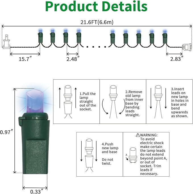 100 Count Blue - String Lights - 21.6FT LED Christmas Lights, Mini led Lights for Indoor Outdoor Home Holiday Party Wedding Independence Day Decoration-HomvellaHome