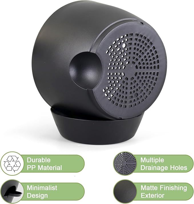 10/9/8 inch Medium Self Watering Pots, Plant Pots with Mesh Drainage Holes for Indoor Outdoor Garden Plants, Flower Pots with Removable Deep Reservoir, Set of 3 Plastic Planters, Black-HomvellaHome