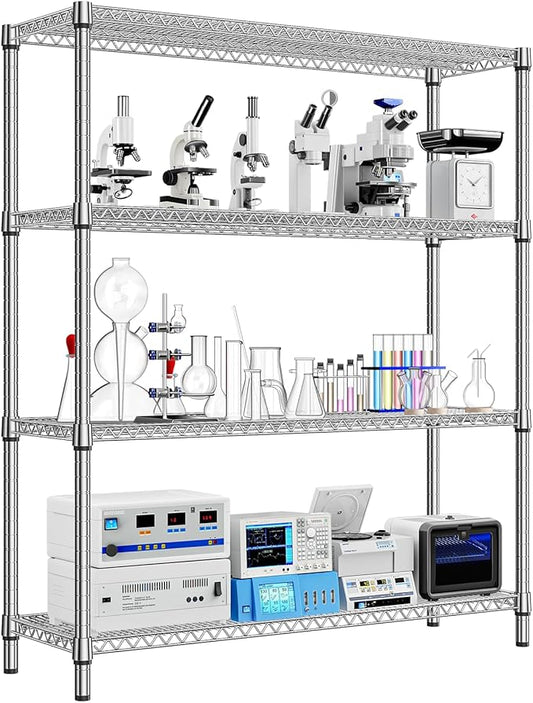 1760 LBs 4 Tier Storage Rack Metal Wire Shelving Unit, Storage Standing Shelf Organizer for Laundry Bathroom Kitchen Pantry Garage Utility Room, Chrome 17.7" D x 59.1" W x 70.4" H-HomvellaHome