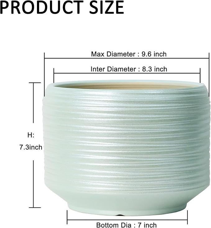 10 Inch Ceramic Plant Pot with Drainage – Large Flower Pot for Indoor Outdoor Plants, Modern Decorative Planter for Patio, Balcony, Garden, or Home Decor-HomvellaHome