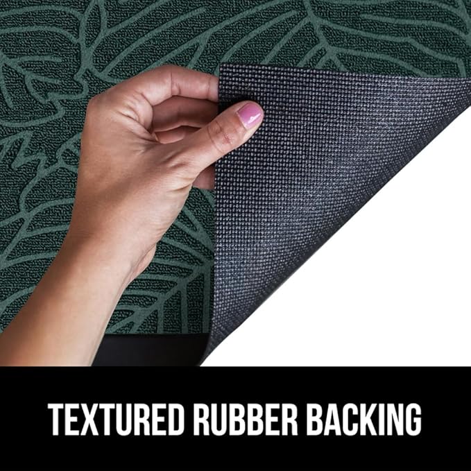 GORILLA GRIP 100% Waterproof All-Season WeatherMax Doormat, 72x24, US Designed Natural Rubber, Stain and Fade Resistant, Low Profile Indoor Outdoor Door Mats, Easy Clean Patio Mat, Green Palm-HomvellaHome