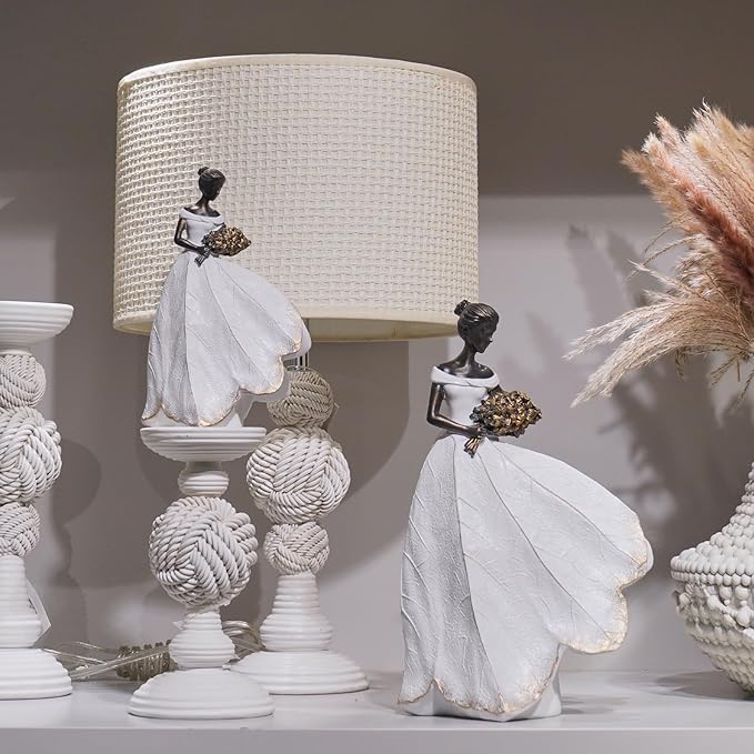 Guichifun Fairy Statue Collection Home Decoration - White Leaf Angel Girls Resin Home Decor for Outside or Inside Rustic Garden Grave Decorations for Cemetery Figurines Gift 5 x 3 x 7.5 Inch-HomvellaHome