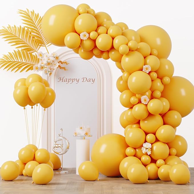 130pcs Mustard Yellow Balloons Different Sizes 18" 12" 10" 5" Lemon Yellow Latex Balloon Garland Arch Kit for Birthday Baby Shower Graduation Wedding Gender Reveal Party Decorations-HomvellaHome