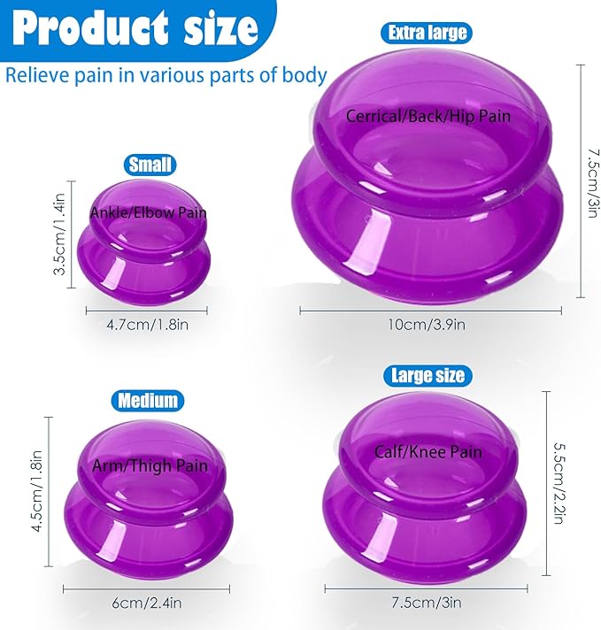 15Pcs Cupping Therapy Set-Professional Silicone Cupping, Suitable for Facial Body Massage/Deep Myofascial Release/Pain Relief/Muscle Relaxation & More (Purple,15pcs)-HomvellaHome