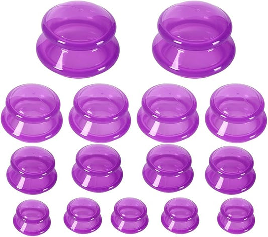 15Pcs Cupping Therapy Set-Professional Silicone Cupping, Suitable for Facial Body Massage/Deep Myofascial Release/Pain Relief/Muscle Relaxation & More (Purple,15pcs)-HomvellaHome