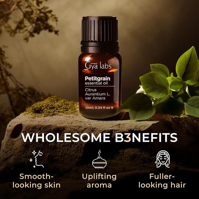 Gya Labs Petitgrain Essential Oil for Skin - 0.34 Fl Oz - 100% Pure Natural Petitgrain Oil for Diffuser, Hair, Aromatherapy, Massage & Candle Making Scent-HomvellaHome