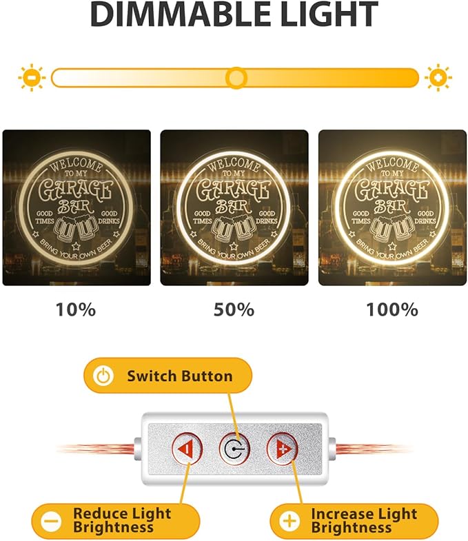 Garage Bar LED Neon Sign for Wall Art Decor, Dimmable Garage Light Up Sign for Man Dad Gifts, Neon Lights Bar Signs for Home Bar Pub Man Cave Bistro Birthday Camping Party-HomvellaHome