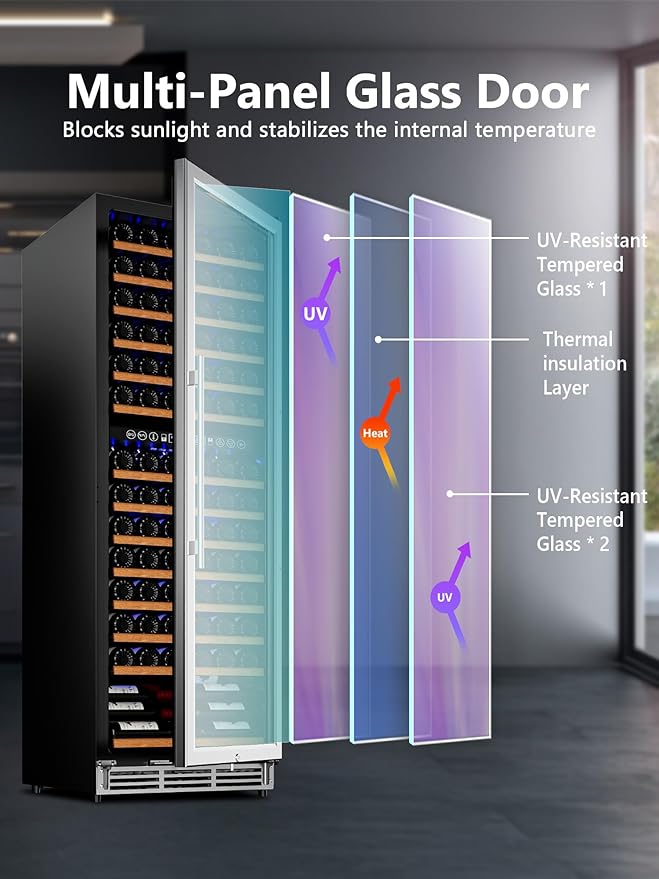 154 Bottle Wine Refrigerator, 24 Inch Wine Fridge Dual Zone with Adjustable Shelf, Wine Cooler with Double Pane Glass Door, Advanced Temp Control, Low Noise, Wide Large Wine Cooler Refrigerator-HomvellaHome