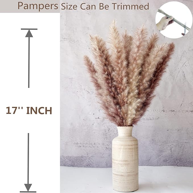 110 PCS Dried Pampas Grass Bouquet, Boho Table Decor, Bunny Tails Dried Flowers, Brown Pompas, White Pampas Grass for Wedding, Home, Rustic Party, Baby Shower Decorations-HomvellaHome