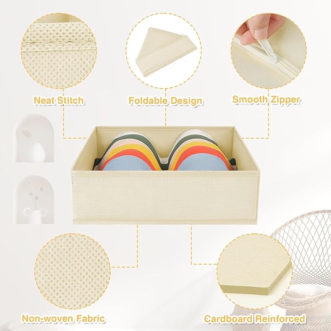 DIMJ Drawer Organizer Clothes 12 Pack - Foldable Baby Organizers and Storage & Dresser Organizer for Bedroom, Closet - Nursery Organization Dresser Dividers for underwear, Sock,Bra, Belt, Tie, Beige-HomvellaHome