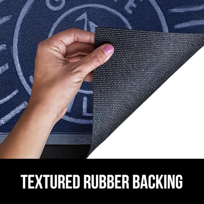 GORILLA GRIP 100% Waterproof All-Season WeatherMax Doormat US Designed Natural Rubber, Stain and Fade Resistant, Low Profile Indoor Outdoor Door Mats, Easy Clean Patio Mat, 17x29, Blue Sailing-HomvellaHome