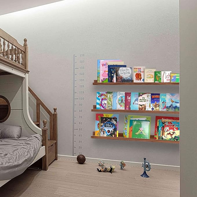 AZSKY 48 Inch Long Floating Shelves Wall Mounted Light Walnut Narrow Photo Picture Ledge Shelves Set of 3 Nursery Book Shelves Photo Frames Display Shelves Kitchen Spice Rack-HomvellaHome