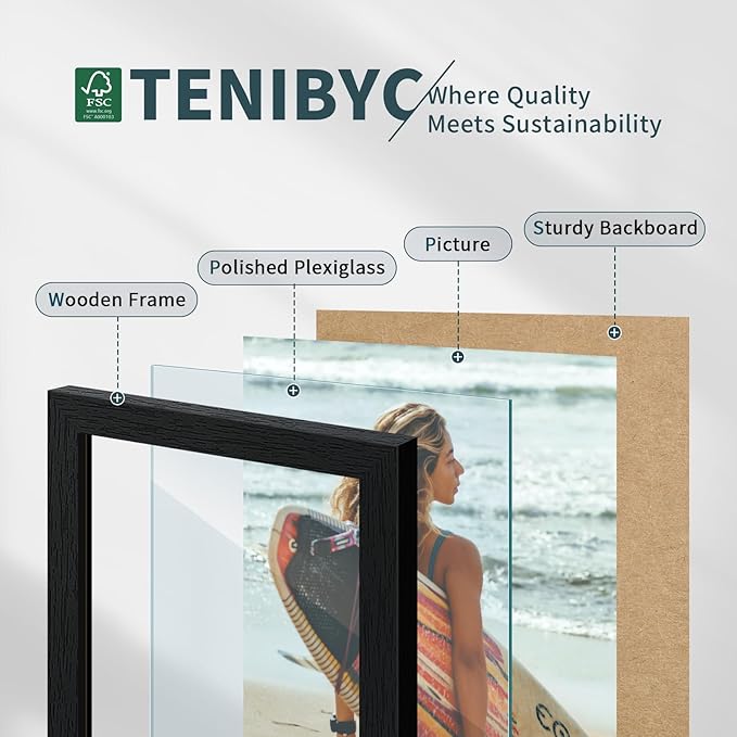 16x24 Poster Frame 3 Pack - Black, Textured Solid Wood Picture Frame, Wall Gallery Photo Frame-HomvellaHome