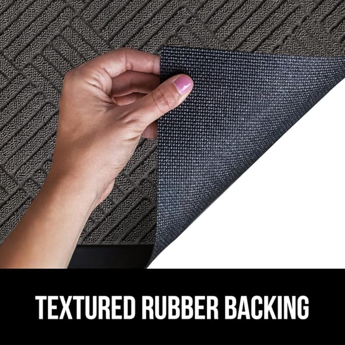GORILLA GRIP 100% Waterproof All-Season WeatherMax Doormat US Designed Natural Rubber, Stain and Fade Resistant, Low Profile Indoor Outdoor Door Mats, Easy Clean Patio Mat, 17x29, Gray Diamond-HomvellaHome