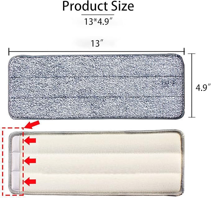 10 Pack 13 * 4.9" Generic Mop Pads Mop Head Refill Washable Wet/Dry Mops Flat Compatible with Most 11-13" Hook and Loop (Velcro) Flat Mops.System Floor Care System (10 Pack 13 * 4.9")-HomvellaHome