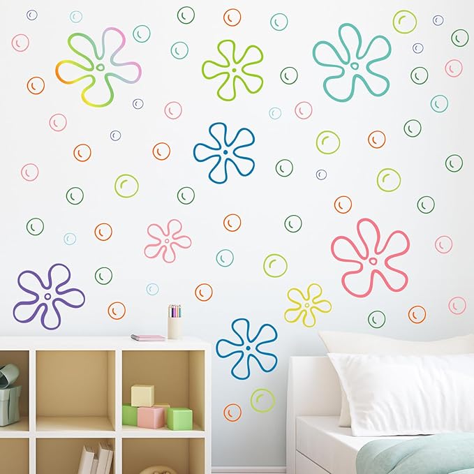 187PCS Flower Bubbles Wall Decals Under The Sea Birthday Party Decorations Ocean Wall Stickers Wall Decor for Bathroom Nursery Bedroom Home Classroom Car-HomvellaHome