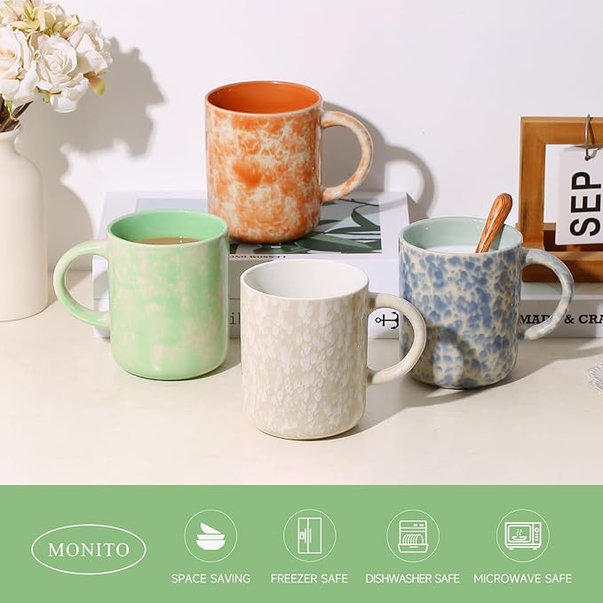 17 OZ Coffee Mugs Set of 4, Ceramic Modern Coffee Mugs Set with handle for Tea/Latte/Milk/Cocoa.-HomvellaHome