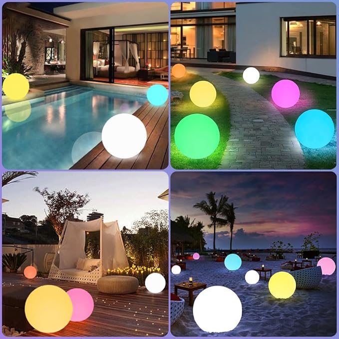 12 Inch Solar Glowing Ball Light Outdoor, Solar Garden Globe Light w/Remote, RGB Color Changing Waterproof Large LED Orb Lights, Landscape Lighting Mood Lamp w/Ground Stake for Patio Yard Lawn Path-HomvellaHome